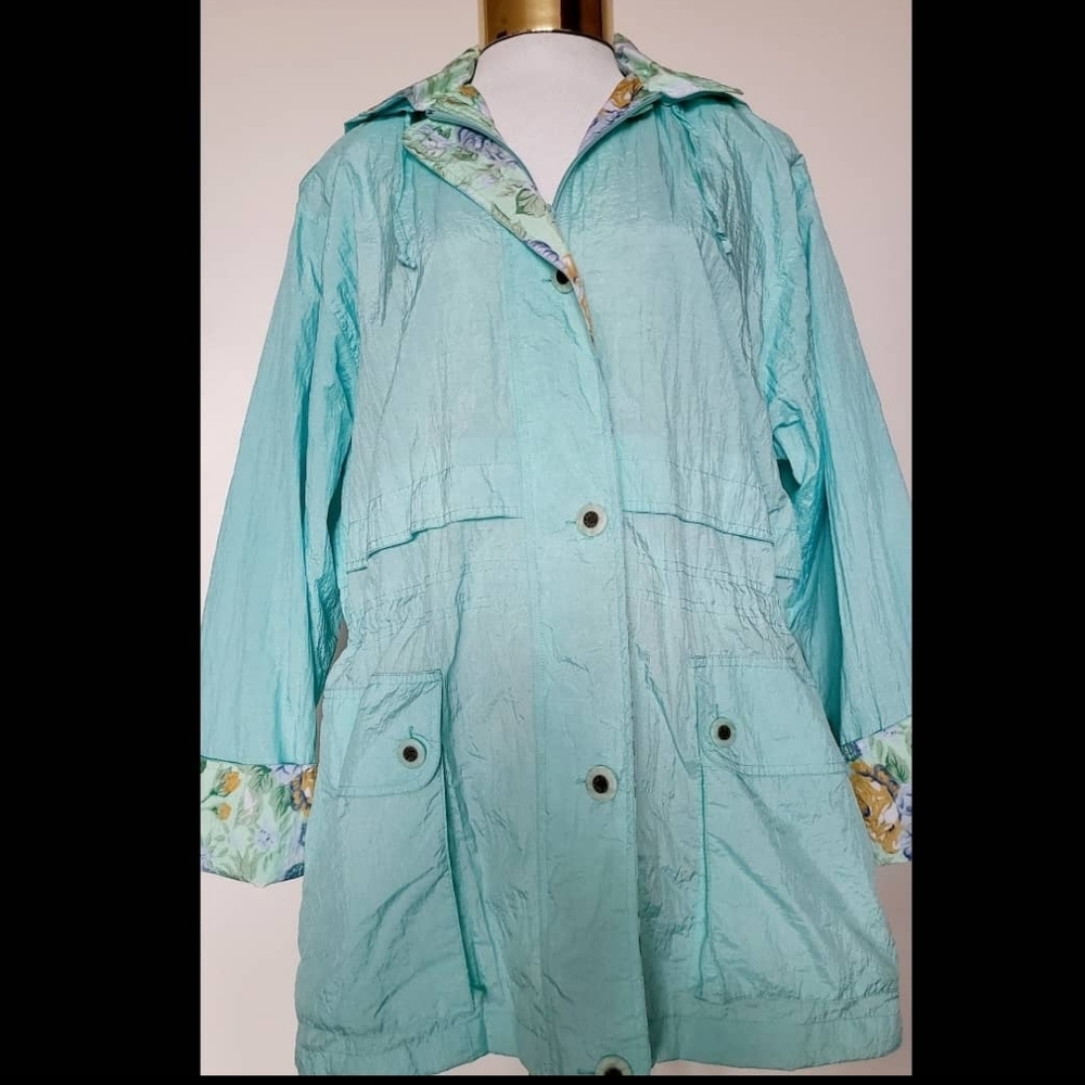 Vintage - Blue and Floral Windbreaker - Size M